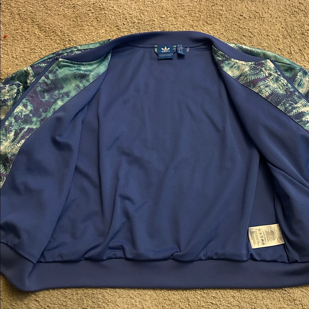 Adidas Womens Medium Bomber‎ Jacket Blue Abstract Floral Print - Picture 5 of 7